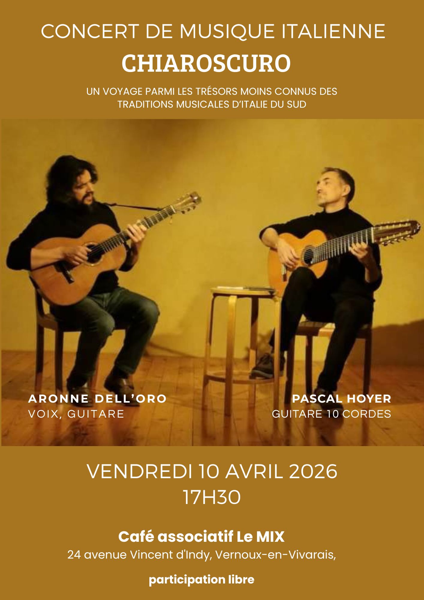 Concert du duo "Chiaroscuro" (musiques du sud de l'Italie)