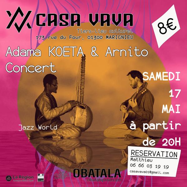 http://Concert%20de%20jazz%20world%20avec%20Adama%20Koeta%20et%20Arnito%20à%20la%20Casa%20Vava
