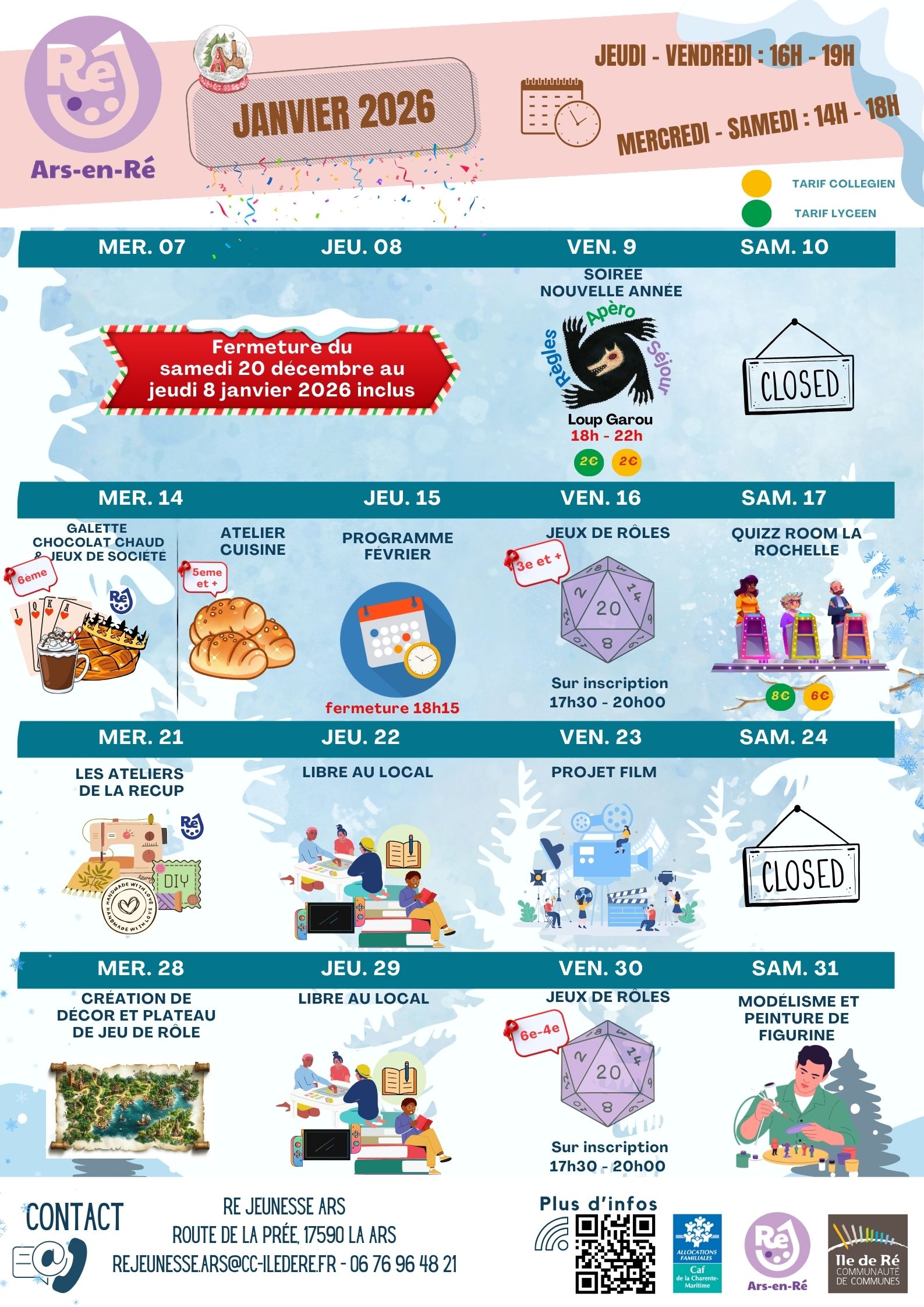 Animations de Ré Jeunesse à Ars-en-Ré - Janvier