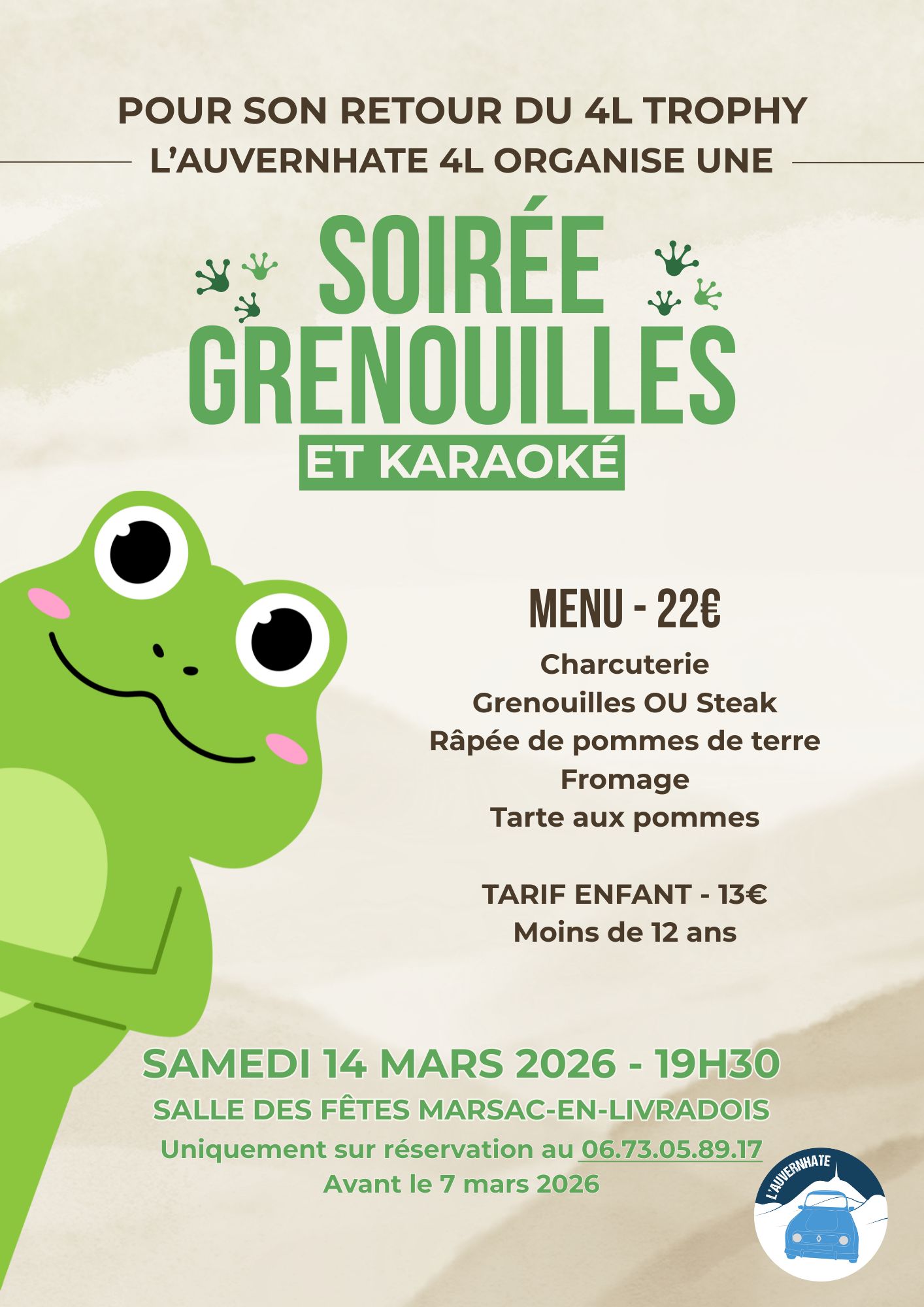 Soirée Grenouilles L’Auvernhate 4L