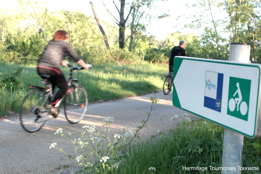 Personnes circulant en vélo sur la Viarhona