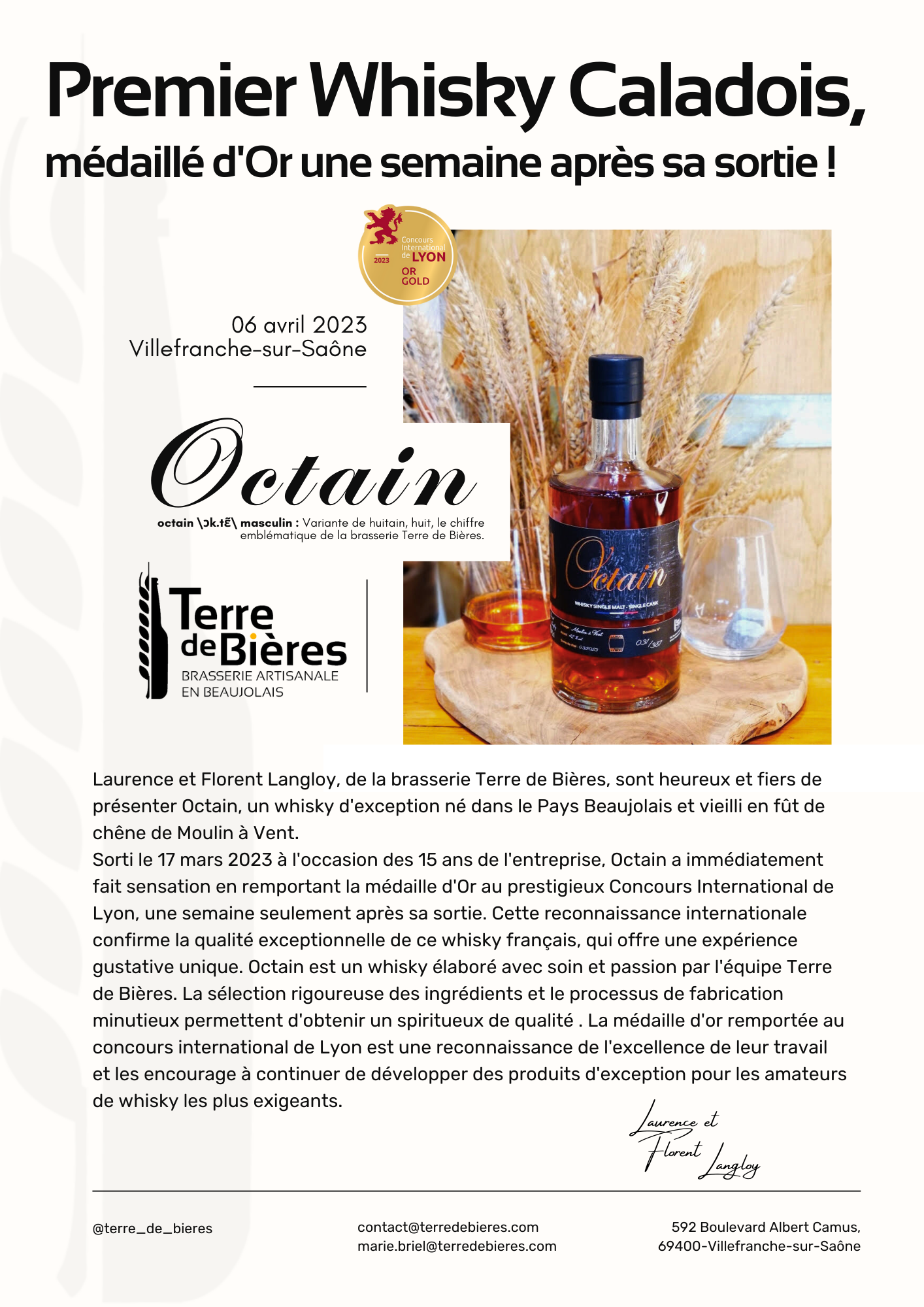 Communiqué Terre de Bières