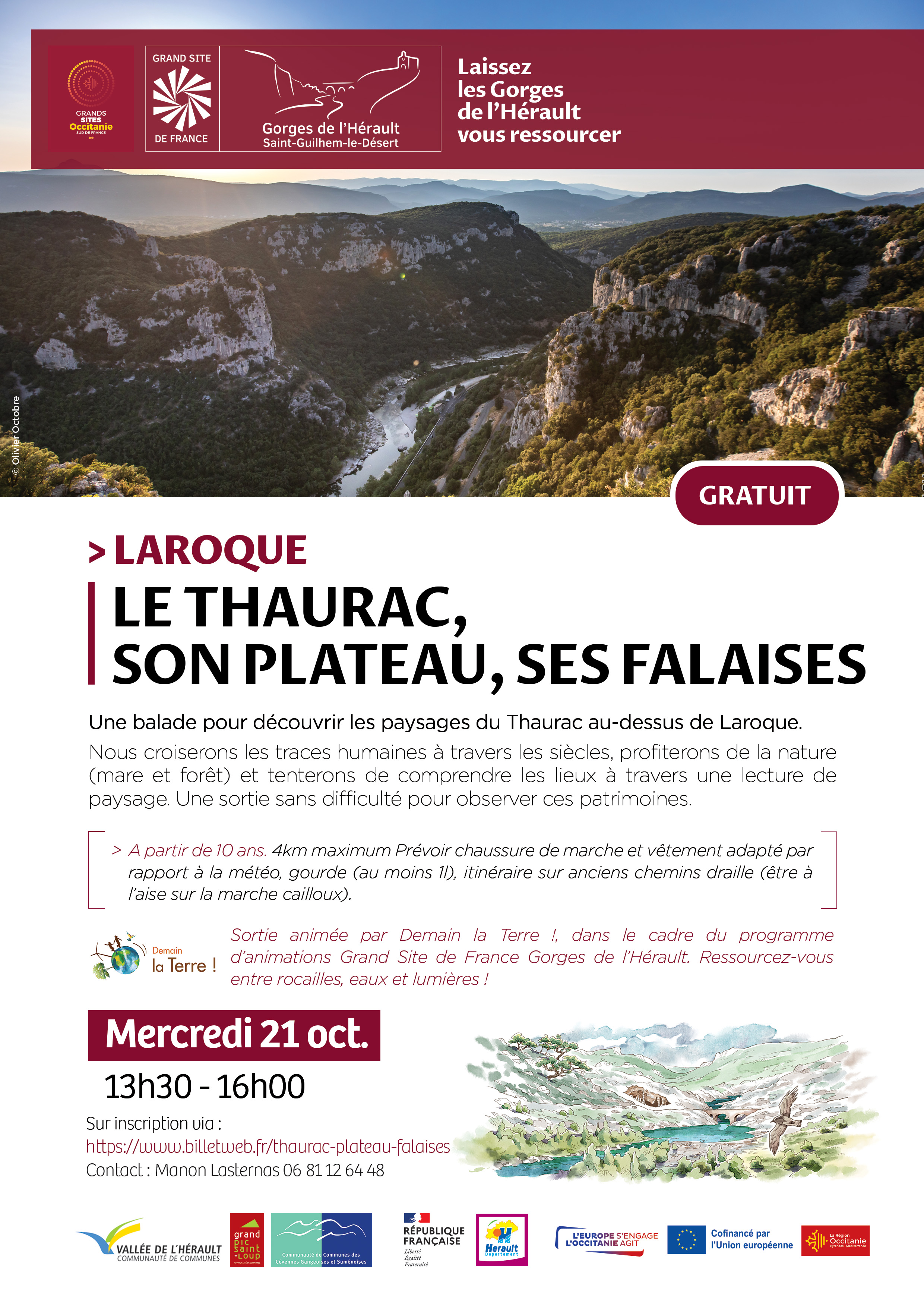Balade guidée Le Thaurac, son plateau, ses falaises_Laroque