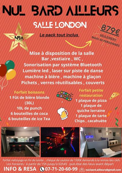 PACK ANNIVERSAIRE SALLE LONDON