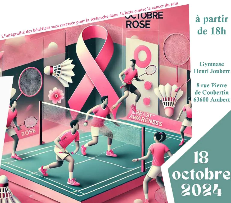 Ambert en rose. Tournoi inter-entreprises organisé par le CSA Badminton