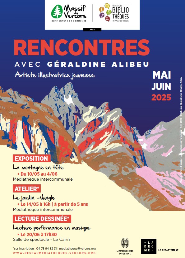 Affiche des rencontres avec Géraldine Alibeu - Atelier_Lans-en-Vercors