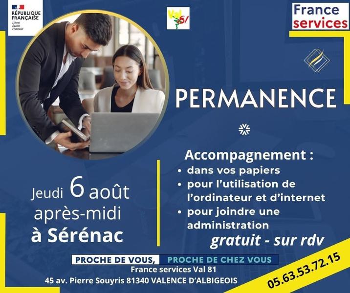Permanence à Sérénac - France Services Val81