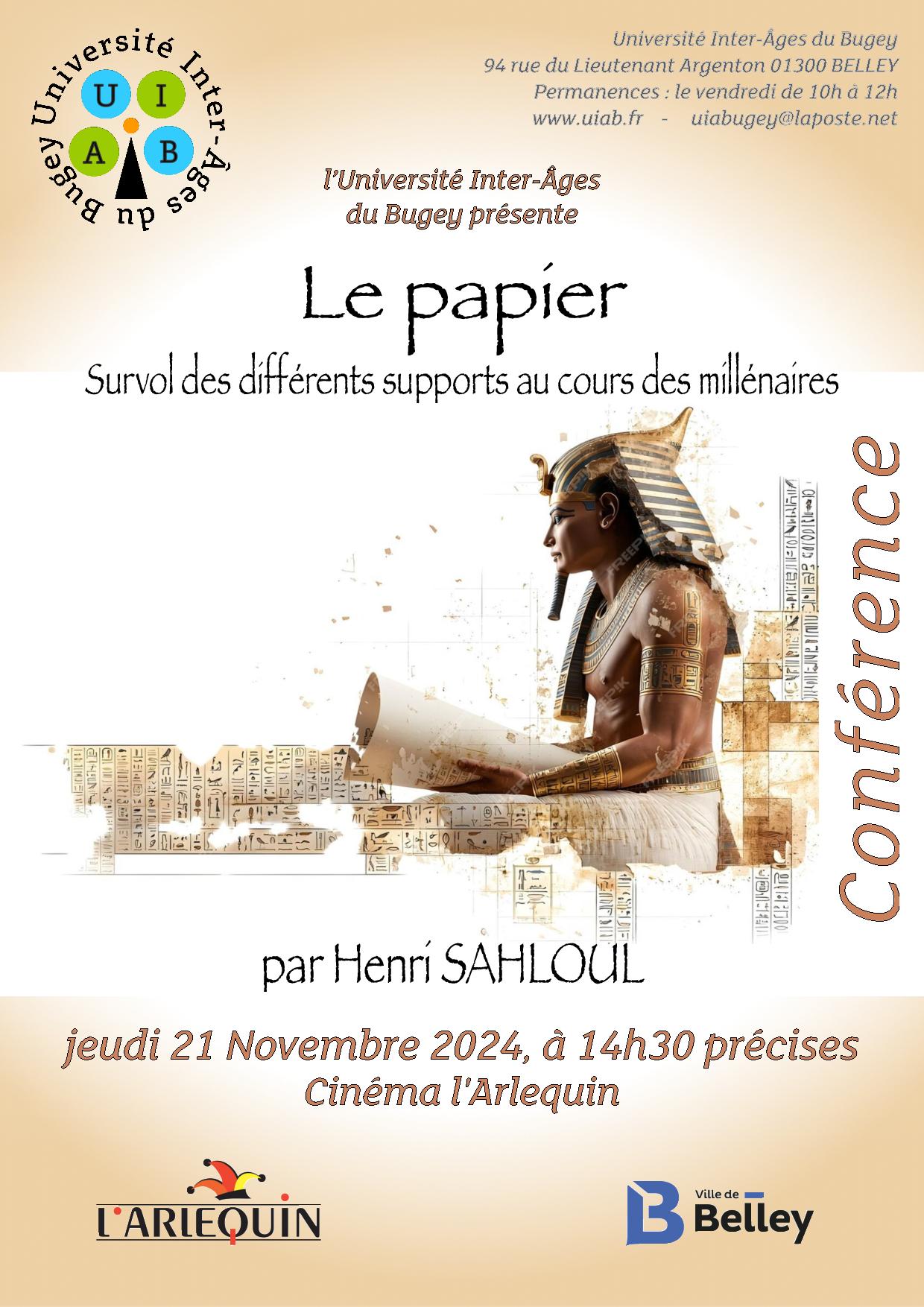 Conférence de l'UIAB : Le papier, survol des différents supports au cours des millénaires