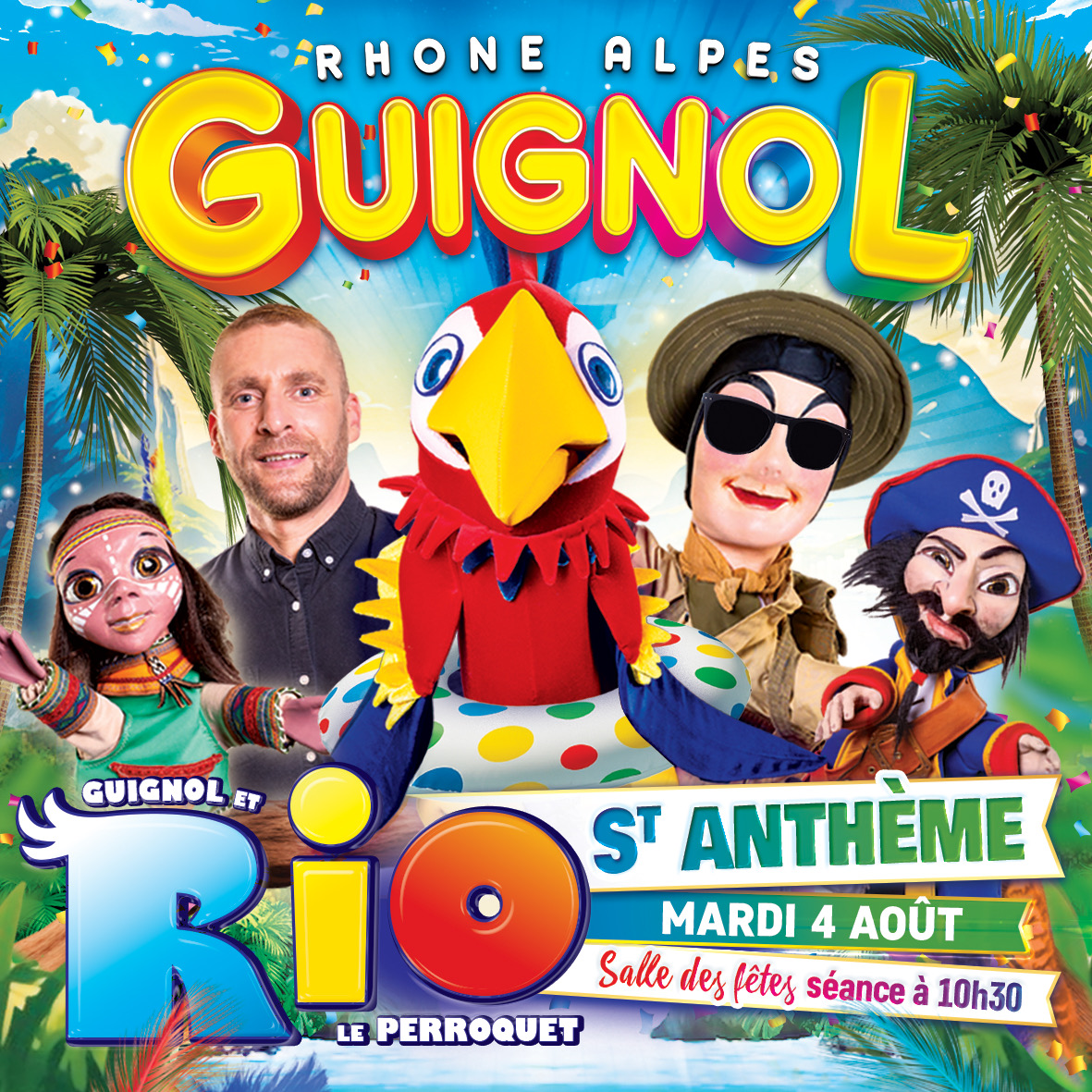 Guignol et Rio le majestueux perroquet
