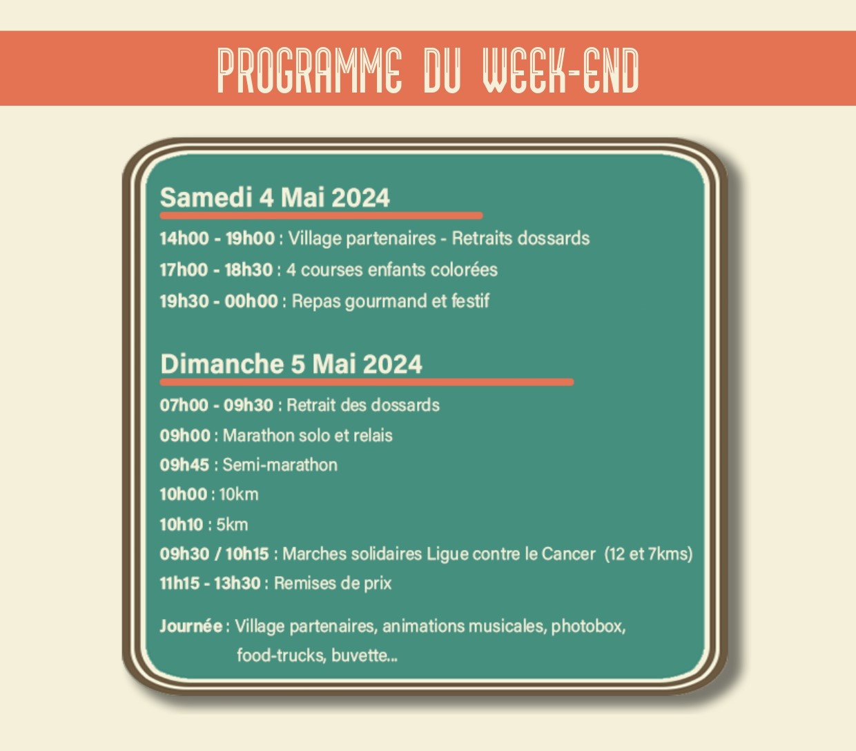 Programme du Marathon Bresse Dombes