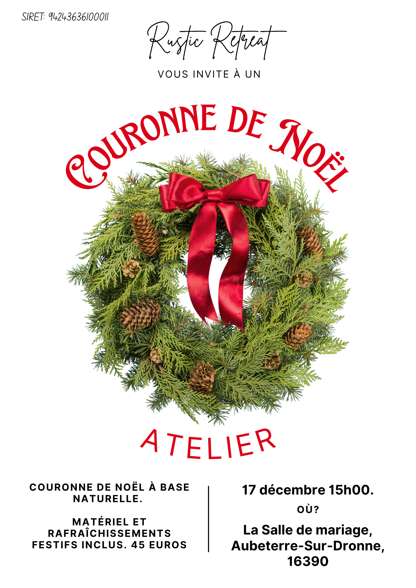 Atelier : Crééz votre couronne de Noêl naturelle
