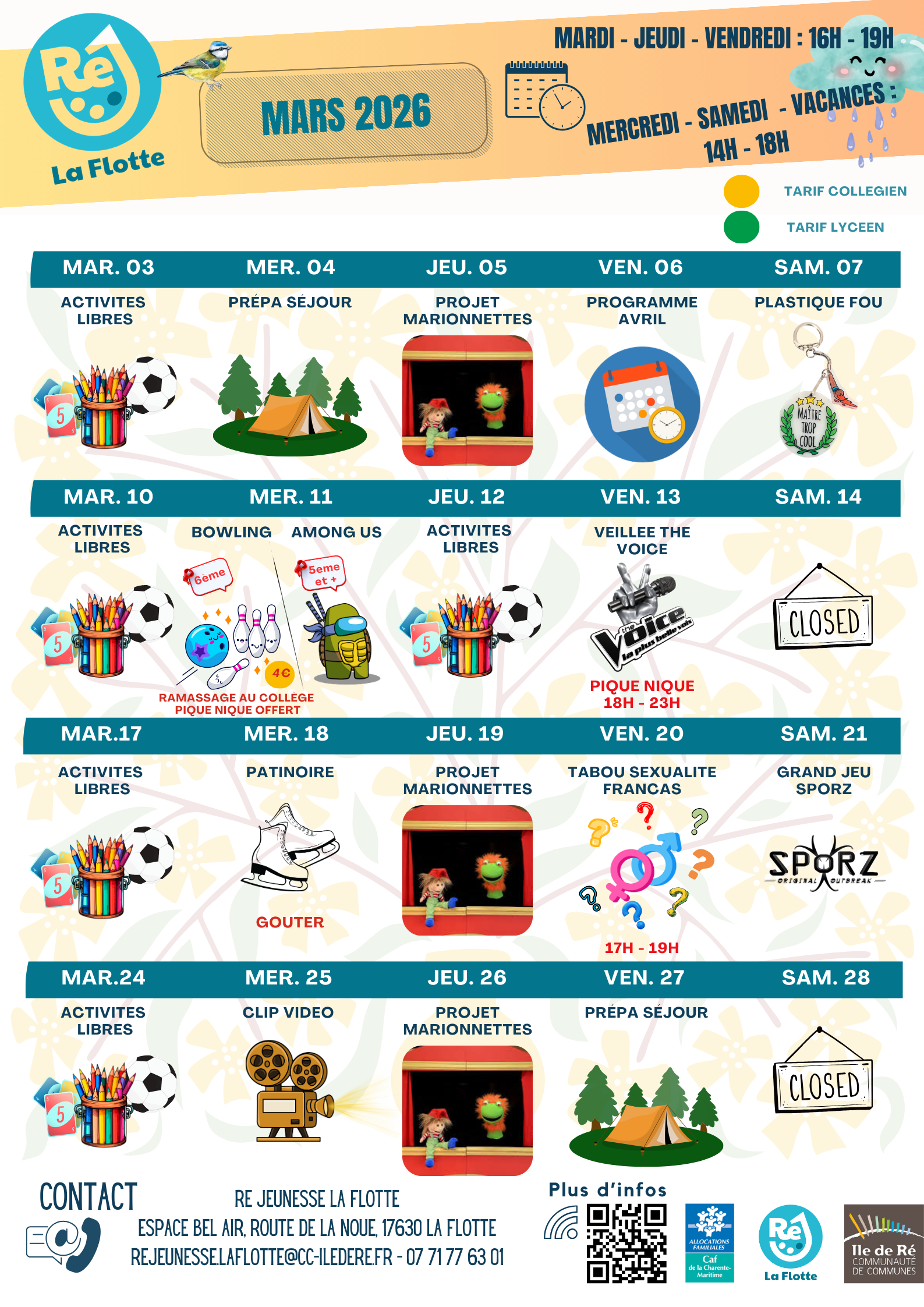 Animations Ré Jeunesse à La Flotte - Mars