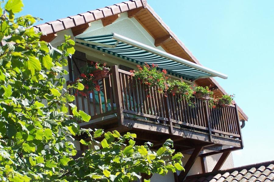 Gîte \'La Clef des Champs\' à Saint-Jean-La Bussière - 1 km du Lac des Sapins - (Rhône - Monts du Beaujolais) : le balcon fleuri.