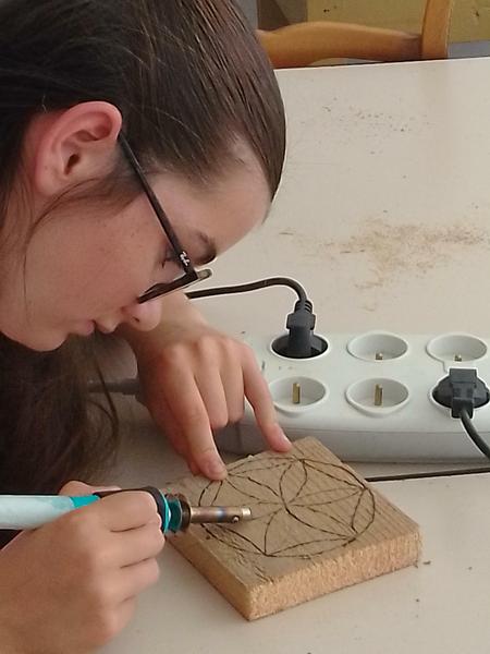Atelier rosace pyrogravée