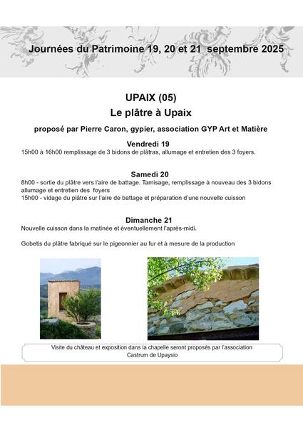 - © Gyp'Art Journées Européennes du Patrimoine : Le plâtre à Upaix_Upaix - © Gyp'Art