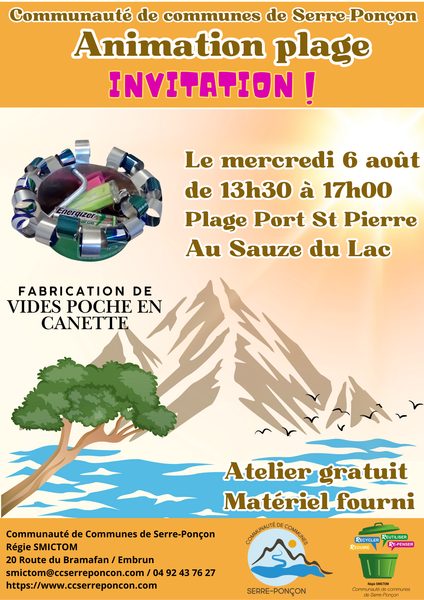 Animation plage - © CC Serre-Ponçon Animation plage - Atelier de sensibilisation - © CC Serre-Ponçon