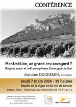 CONFÉRENCE : Montmélian, un grand cru savoyard ? Origine, essor et métamorphoses d'une appellation