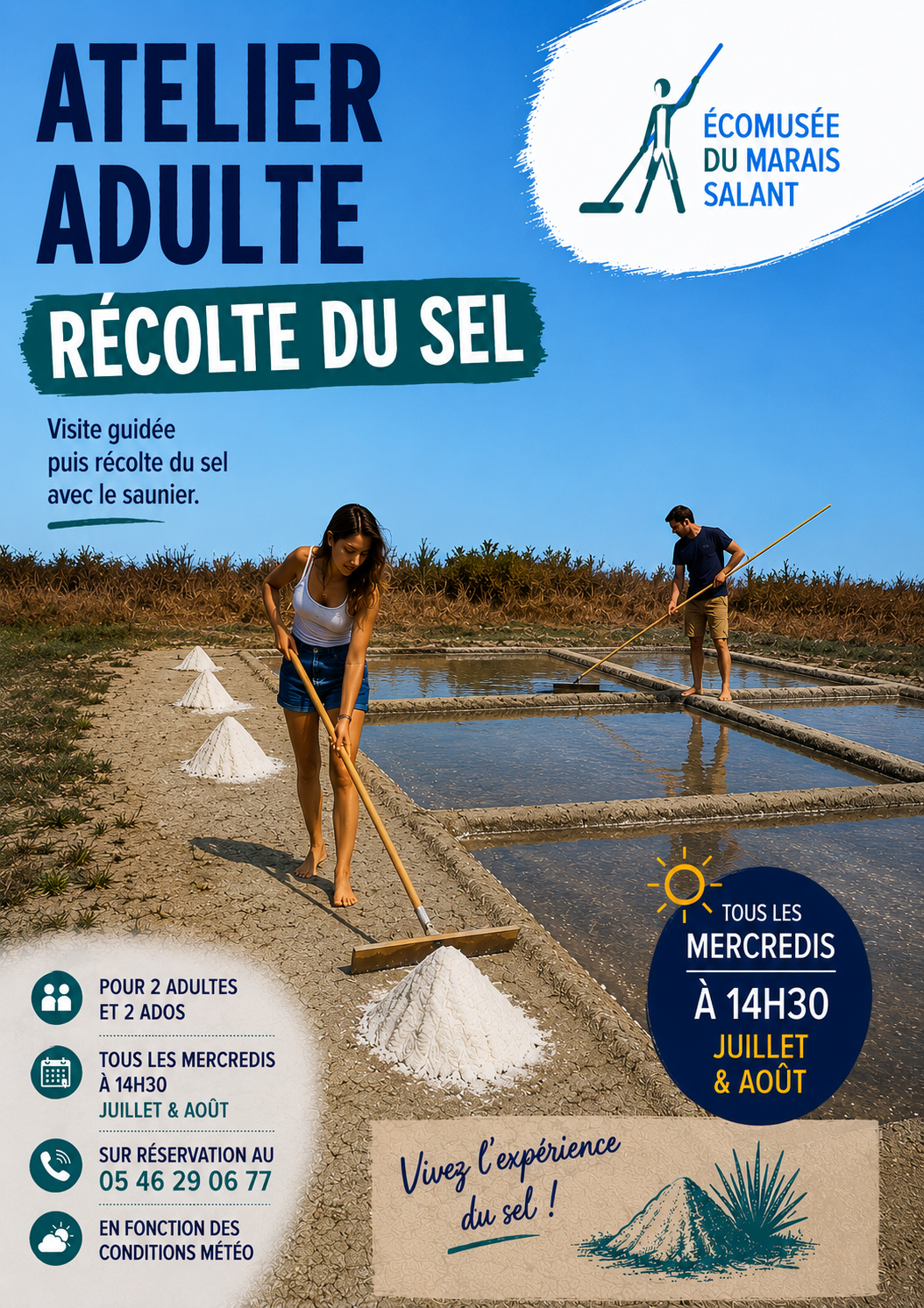 Atelier adulte Récolte du sel avec l'Ecomusée du Marais Salants