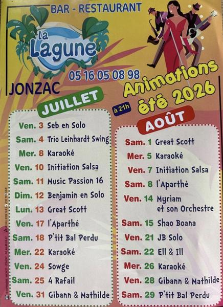 Soirées animées concert, DJ ou karaoké à la Lagune restaurant
