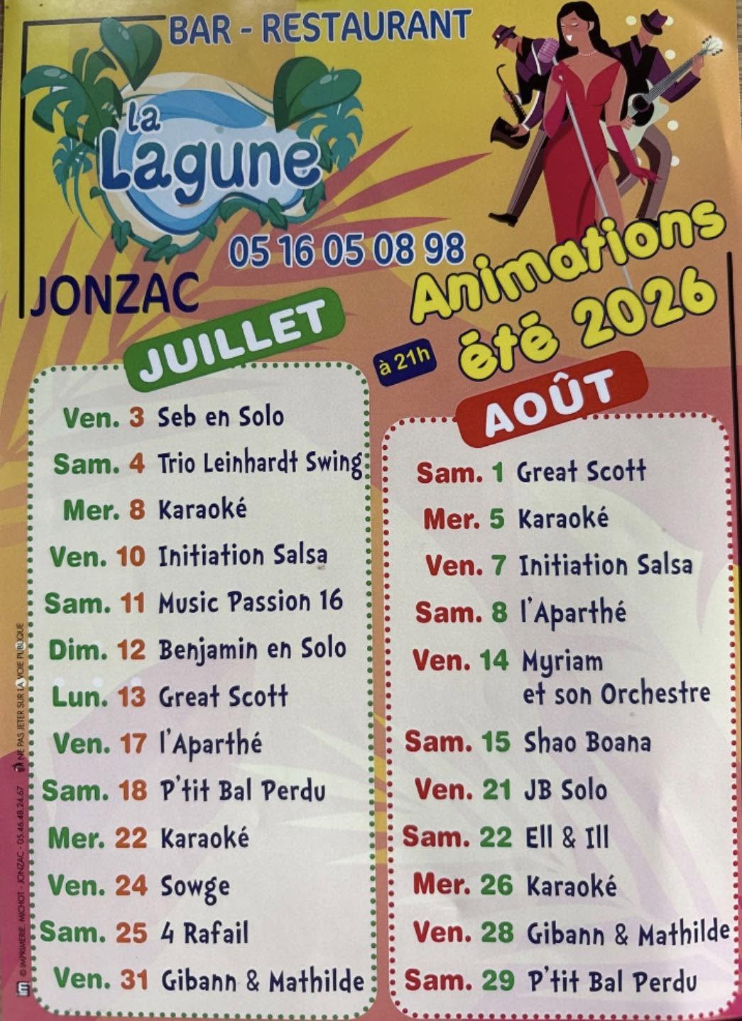 Soirées animées concert, DJ ou karaoké à la Lagune restaurant