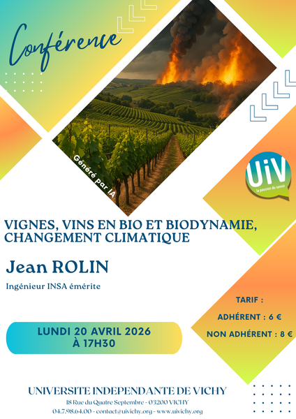 Conf&eacute;rence : "Vignes, vins en bio et biodynamie, changement climatique"