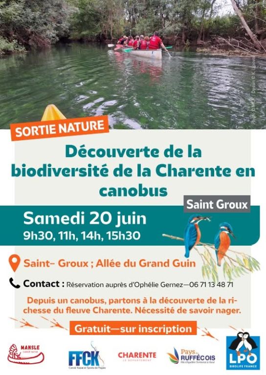 Découverte de la biodiversité de la Charentes en canobus