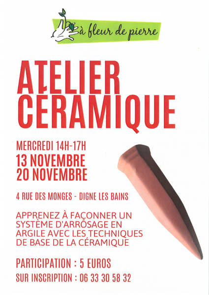 Atelier Céramique Du 13 au 20 nov 2024