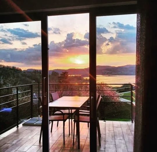 Vue terrasse coucher de soleil