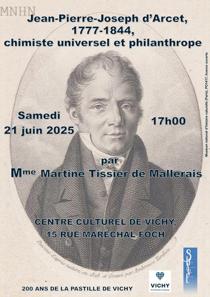 Conférence : Jean-Pierre-Joseph d'Arcet, 1777-1844, chimiste universel et philanthrope par Mme Martine Tissier de Mallerais