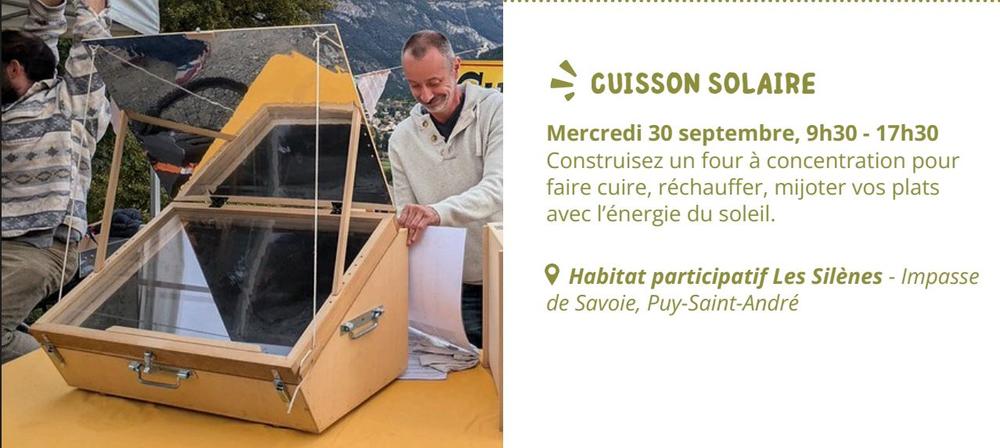 Cuisson solaire à Puy st André - Ateliers Low-Techs