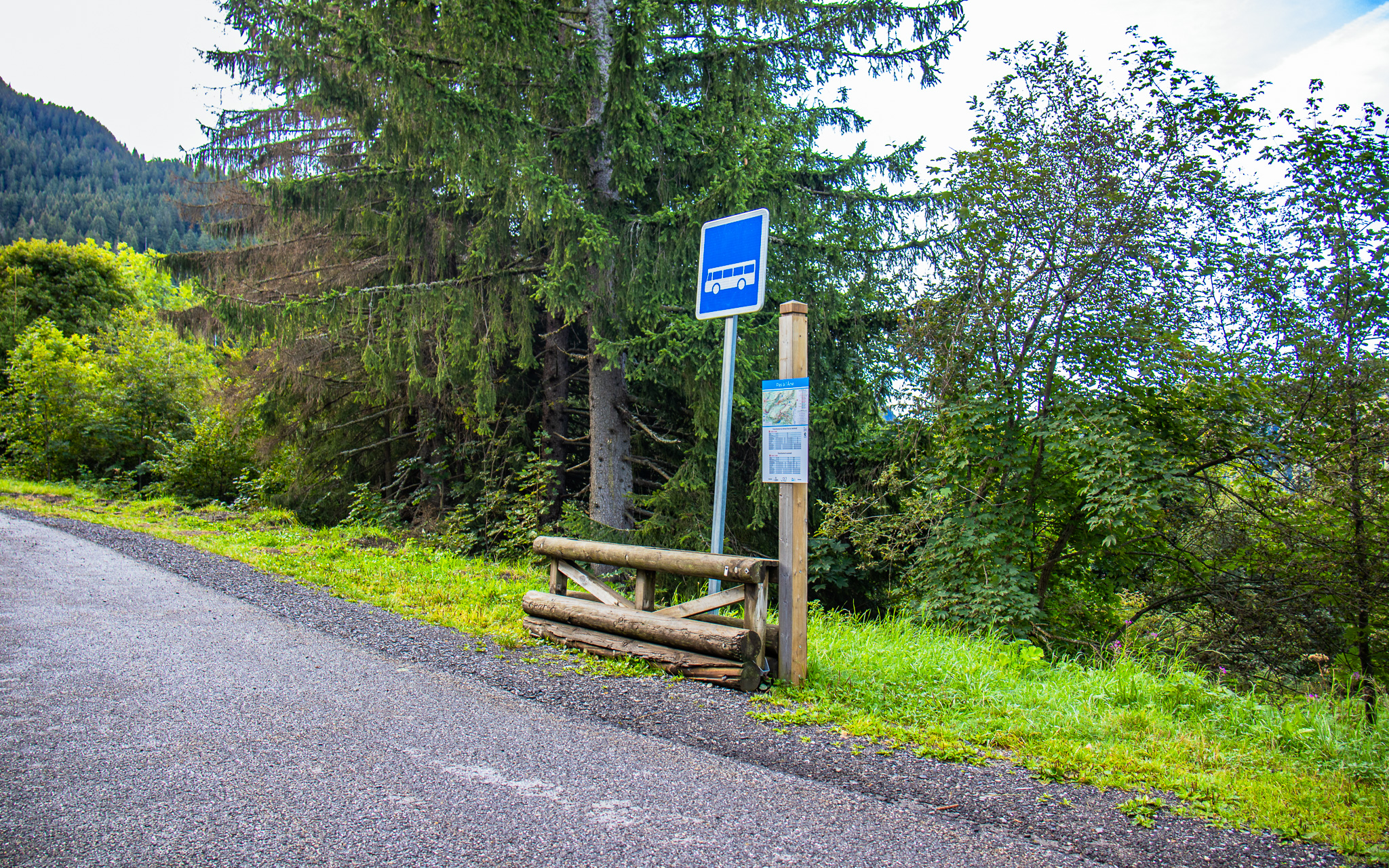 Front view of the shuttle bus stop