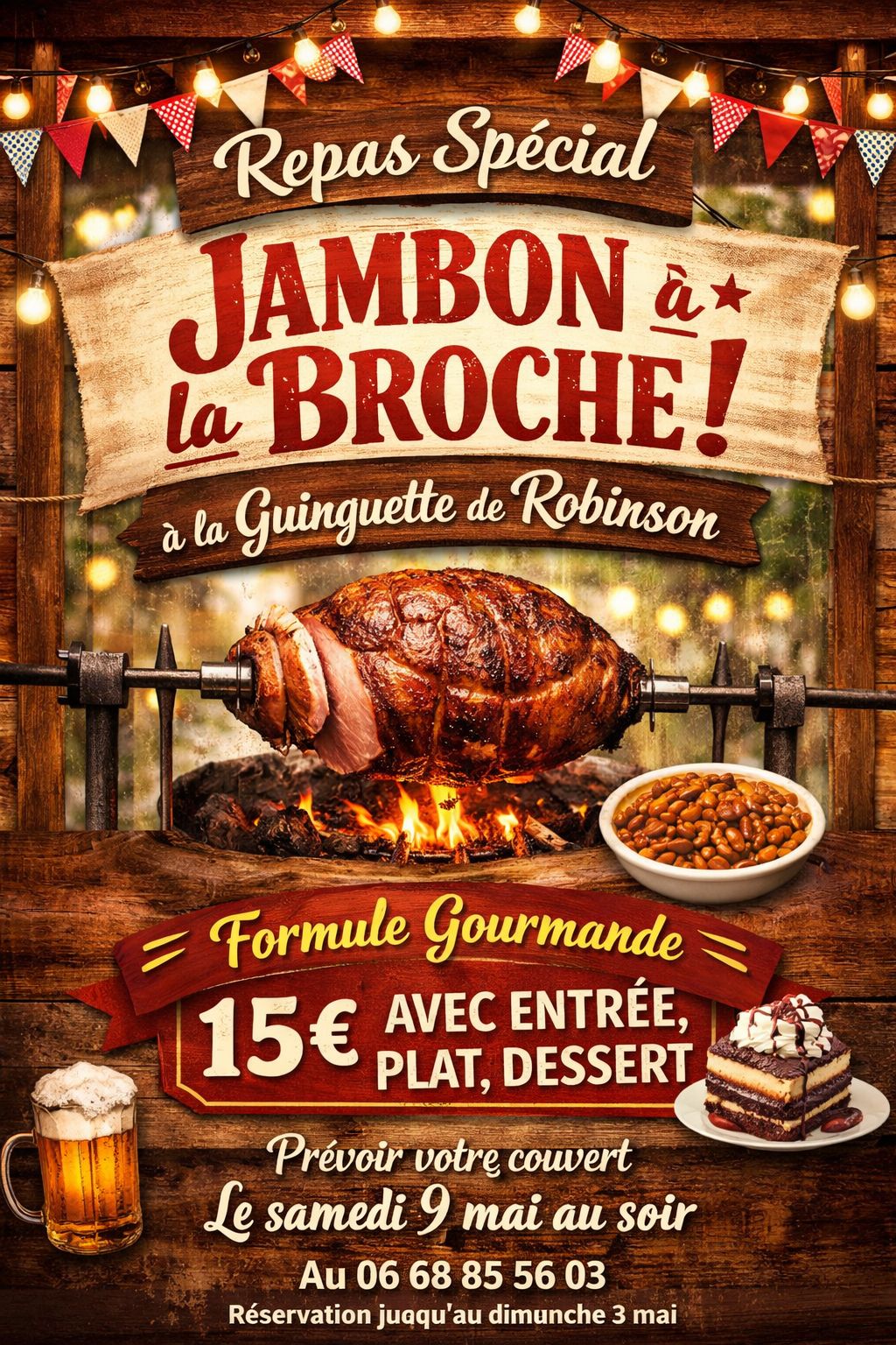 Repas spécial jambon à la broche