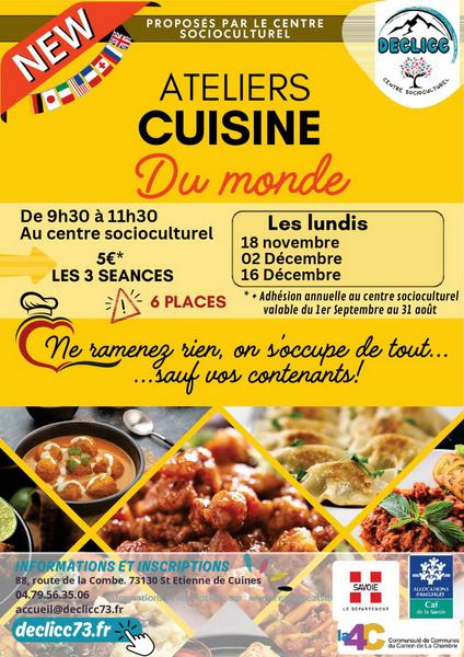 Ateliers Cuisine du monde Du 18 nov au 16 déc 2024