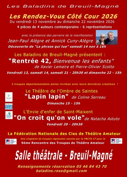 Les 13èmes Théâtrales : les rendez-vous côté cour 2026