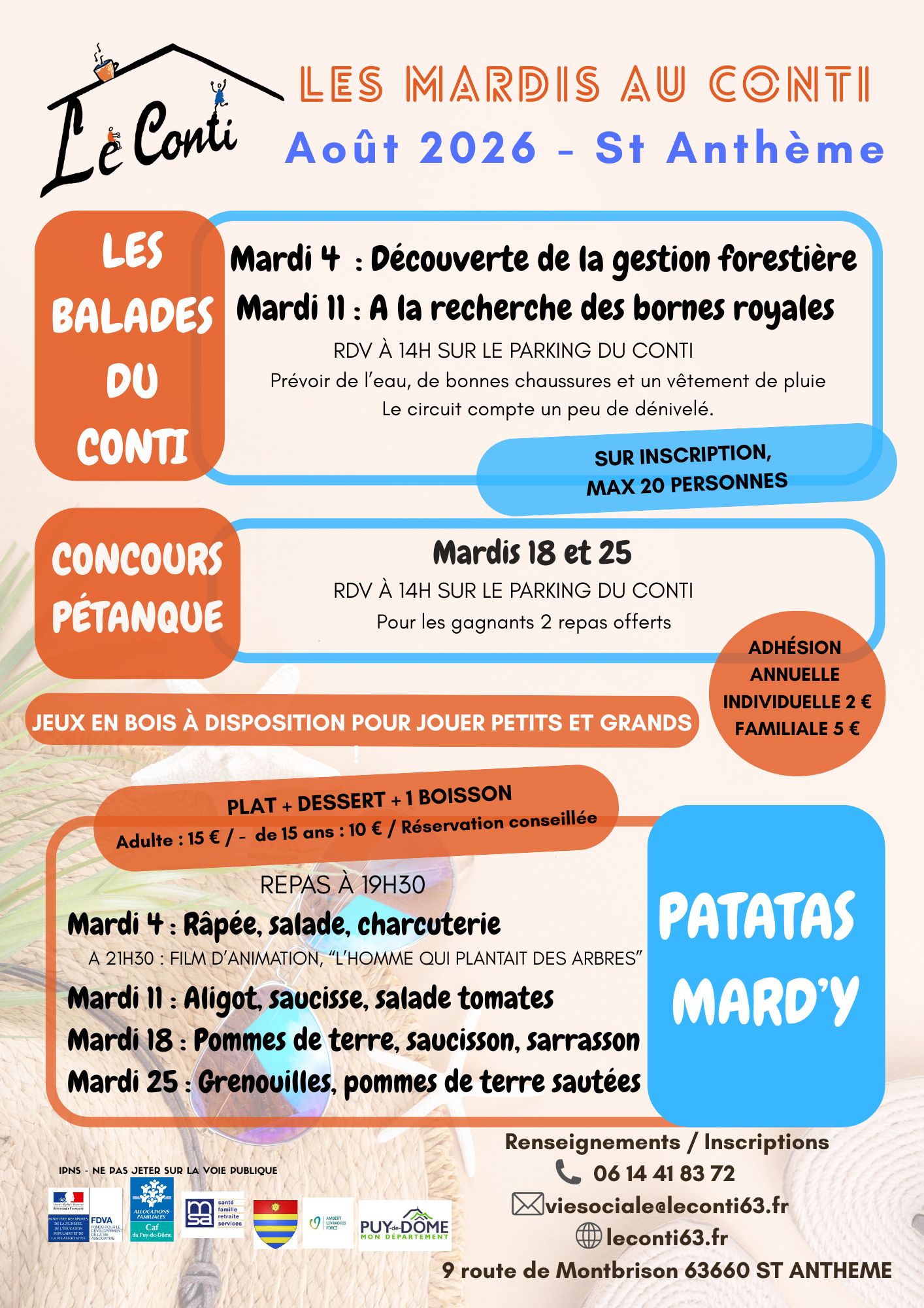 Animations des mardis d&rsquo;août au Conti // Saint-Anthème