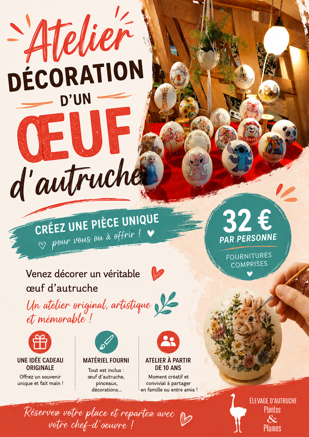 Atelier décoration d'un œuf d'autruche