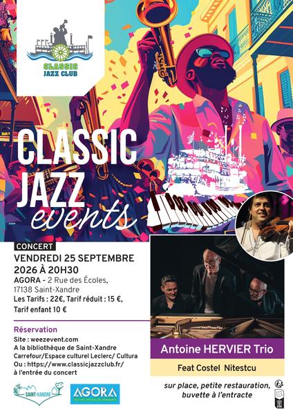 Concert - Antoine Hervier Trio feat Costel Nitescu - Classic Jazz Club