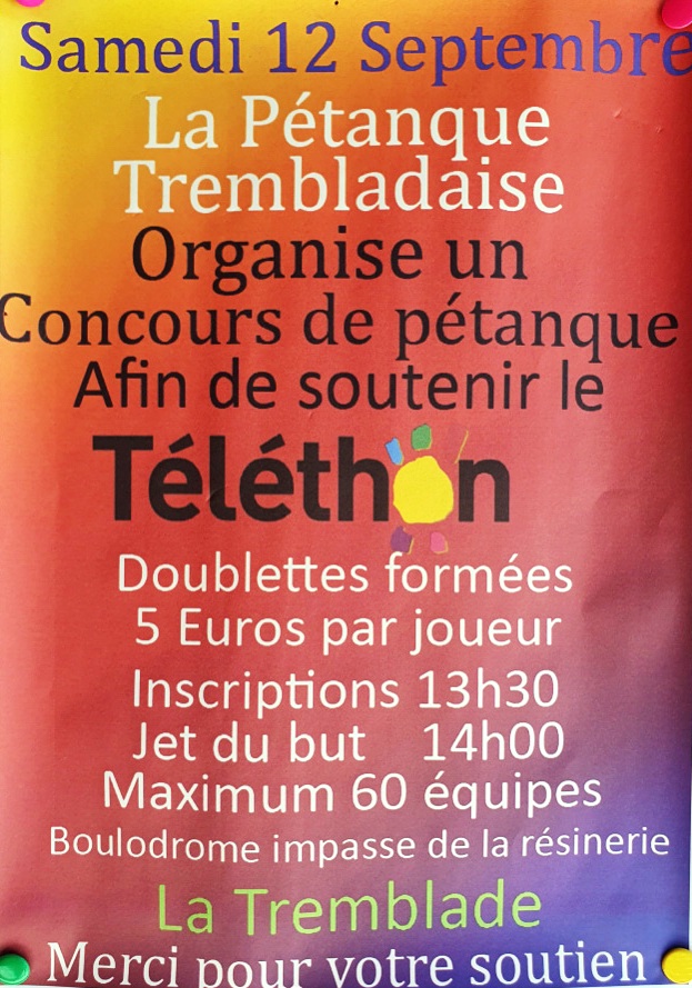 Concours de pétanque au profit du Téléthon