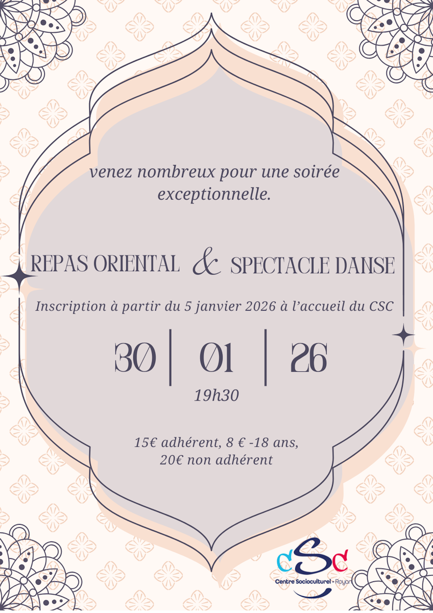 Repas oriental et spectacle de danse