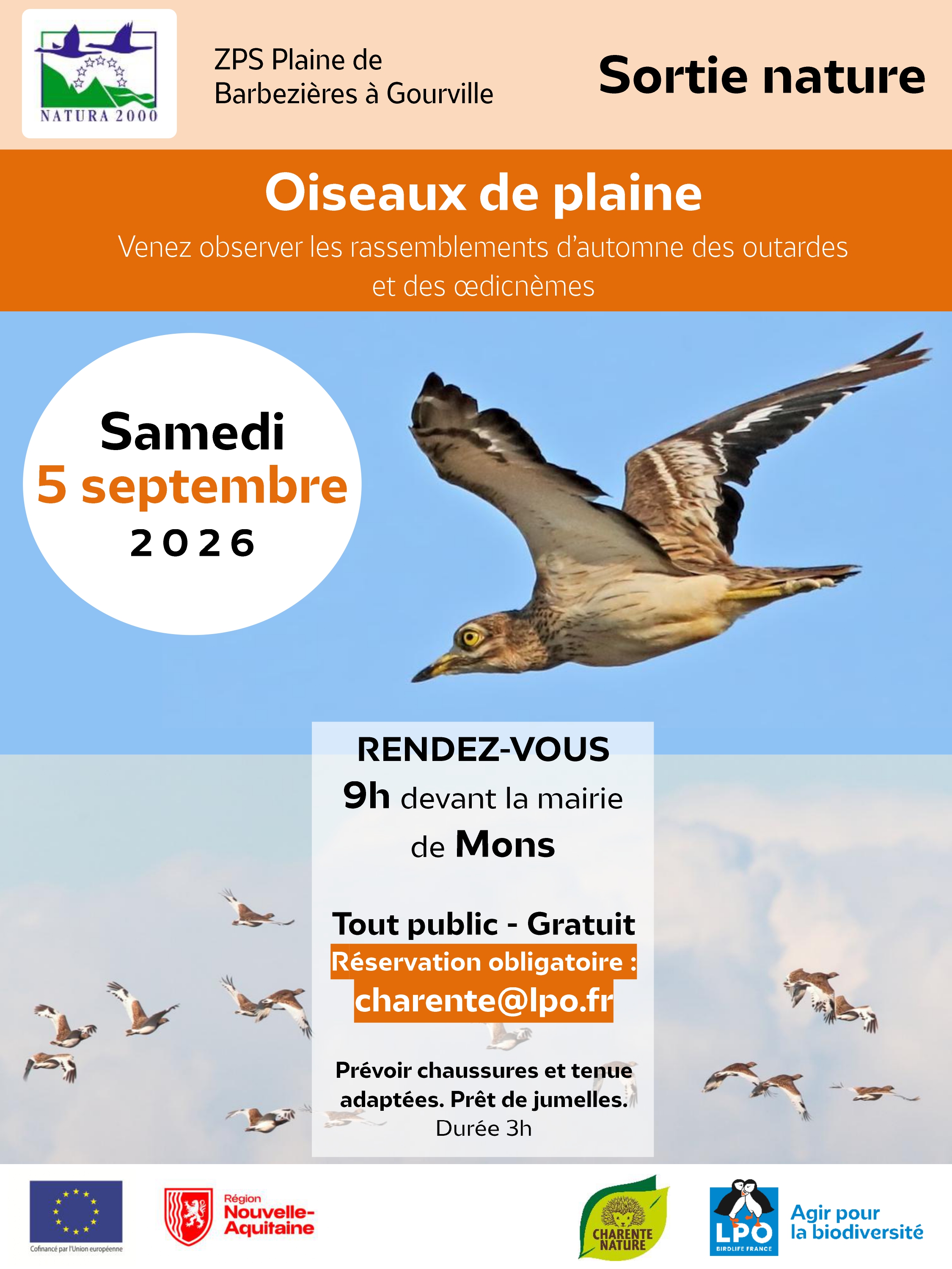 Sortie Nature: Observation des oiseaux de plaine.