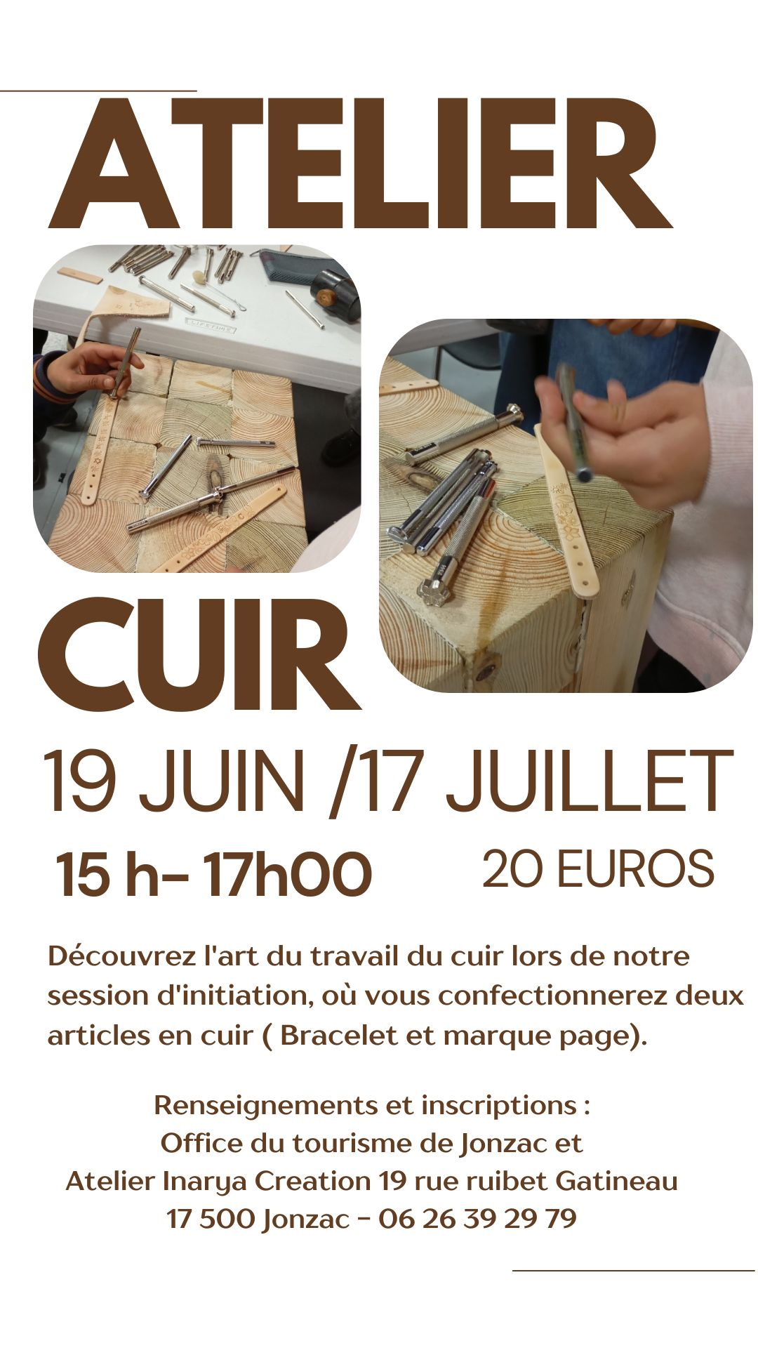 Atelier travail du cuir avec Inarya