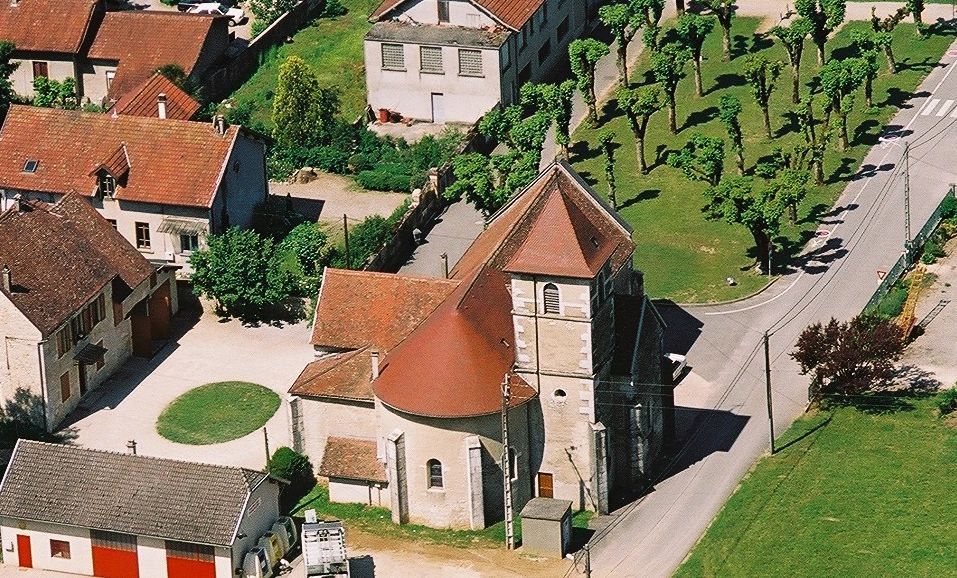 Vue aérienne église Virignin