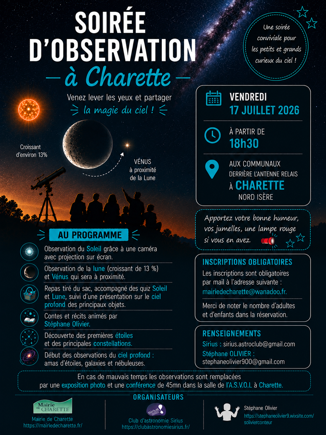 Soirée d'observation à Charette
