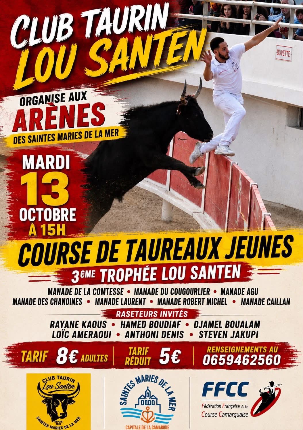 Courses camarguaises organisées par le Club Taurin Lou Santen