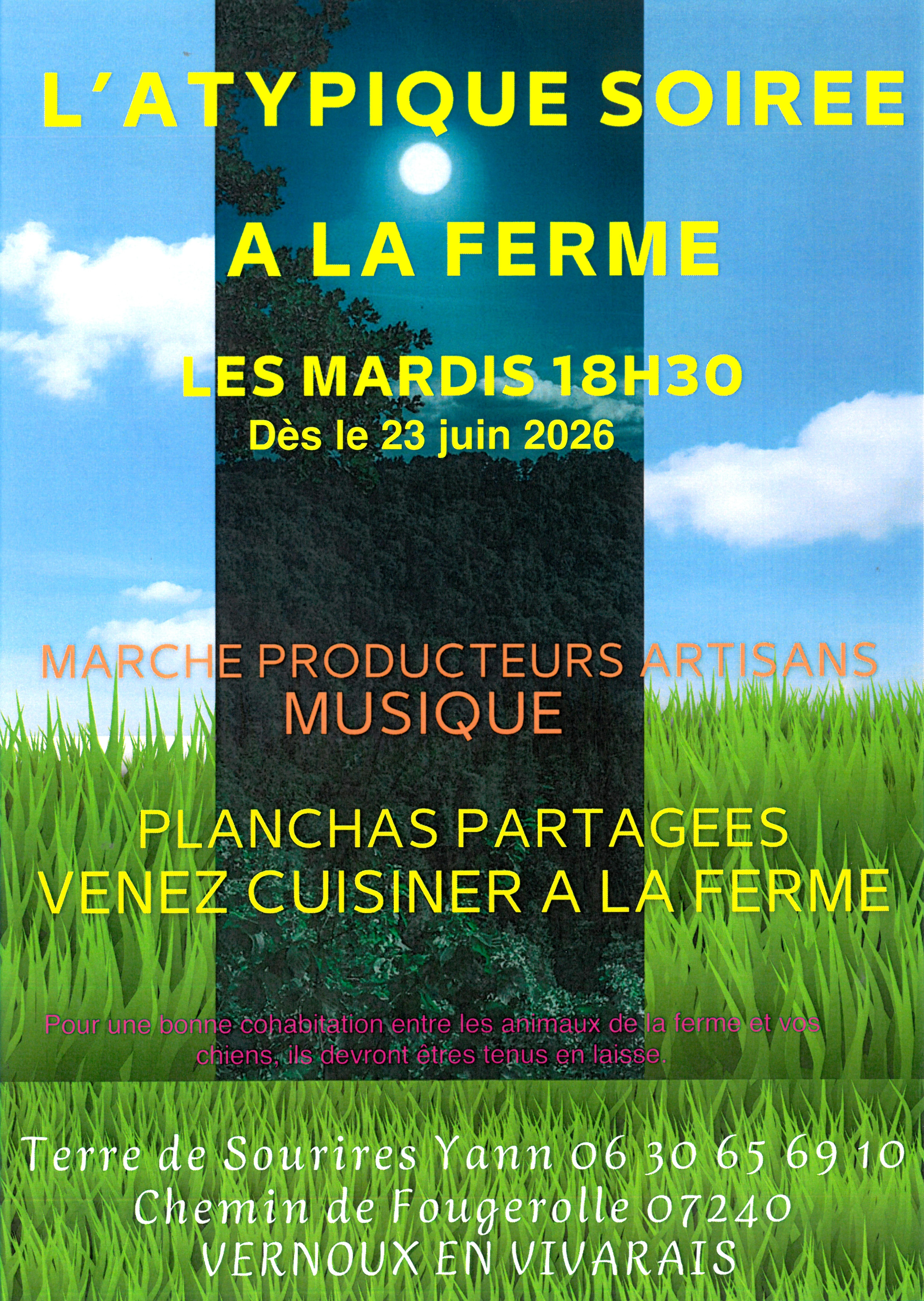 "L'atypique soirée" : petit marché à la ferme, plancha partagée et animation musicale