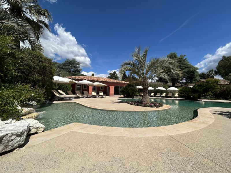 piscine lagon commune avec pataugeoire et cascade