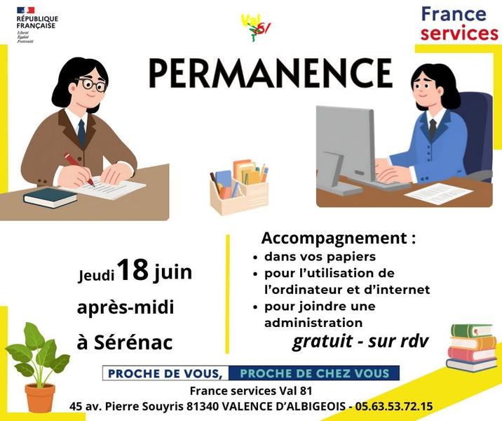 Permanence à Sérénac - France Services Val81