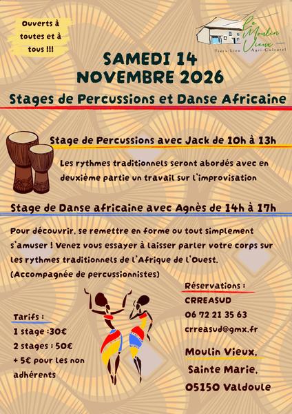 Stages de percussions et de danse