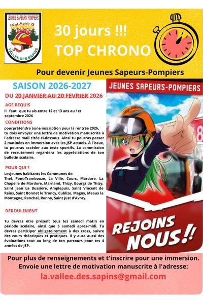 Recrutement des jeunes sapeurs pompiers