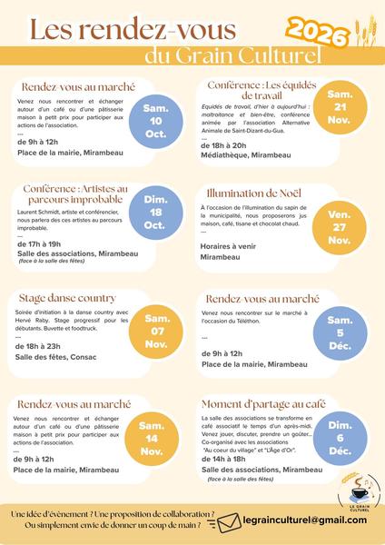 Programme de l'association Grain Culturel